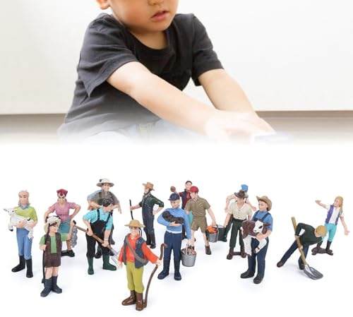 OEBUAFI 16 Pieces Exquisite Simulation Farm Character Set, Educational Role Playing Game Toy Figure, Plastic Material
