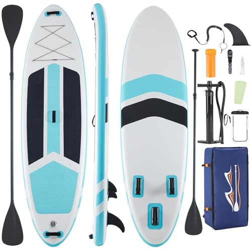 KMFurnila Inflatable Stand Up Paddle Board for All Skill Levels - Portable SUP Paddleboard with Premium Accessories, Durable Construction & Non-Slip Deck for Water Sports Adventures