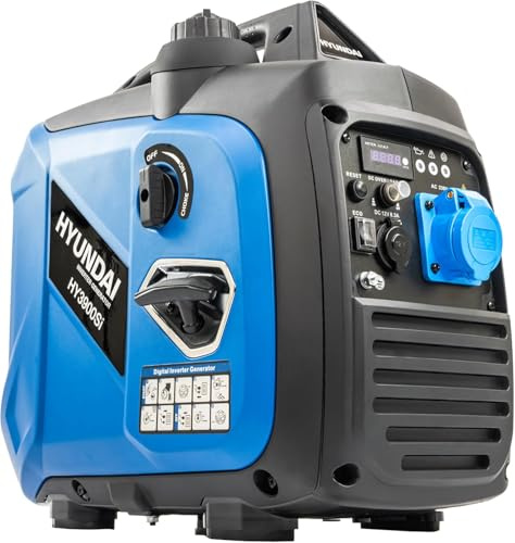 Hyundai Gruppo elettrogeno Inverter 3300 W/3 kW Continuo, Benzina, Silenzioso, Onda Sinusoidale Pura, Presa 16A, Garanzia 3 Anni - HY3900Si-EU