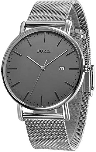 BUREI Herren-Armbanduhren,Minimalistische Analog-Quarz-Uhren für Männer mit Mesh-Band,Geschenke für Männer