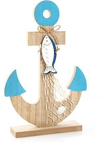 Logbuch-Verlag Anker Deko 30 cm Holz türkis Holzanker zum Hinstellen maritim Symbol Geschenk Sommer