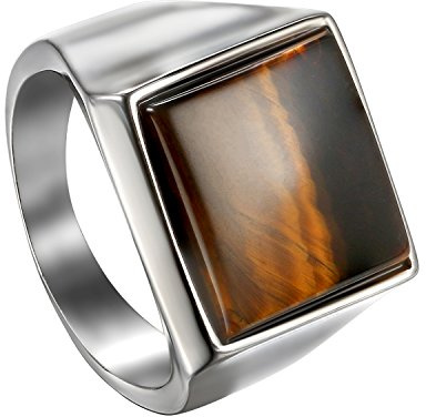 Flongo Herrring, män ringar tigeröga silver ton bröllop förlovning förlovning band ring sigillring tummring bekvämlighet passar herrtillbehör