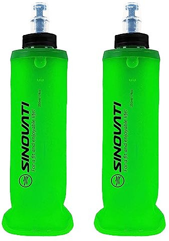 SINOVATI® Lot de 2 bouteilles d'eau pliables en TPU - Sans BPA - Pour sac à dos d'hydratation, vélo, randonnée, jogging, camping et escalade - Vert - 250 ml