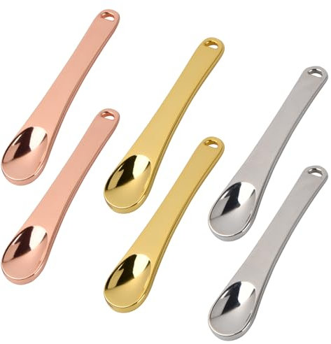 Hanunalir 6 Pieces Metal Makeup Spatula, Mini Cosmetic Spatula Reusable Face Cream Applicator, Multifunctional Skincare Spoon Skin Care Spatula Beauty Tools for Makeup Facial Cream Facial Mask