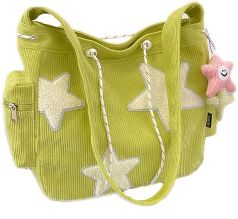 Makukke Y2K Corduroy Shoulder Bag Women, Cute Tote Bag Large Crossbody Bag for School Office Work Travel Shopping