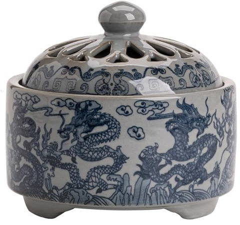 Porcelaine Bleue et Blanche Pot à Ail Réservoir de Stockage Respirant Stockage D'oignon Conserver Le Chili à L'ail