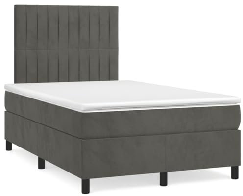 Brokky Boxspringbett mit Matratze & LED Bett Mit Bettkasten Bett Boxspringbett Betten Boxspringbett Mit Matratze Dunkelgrau 120x190 cm Samt - 3270324