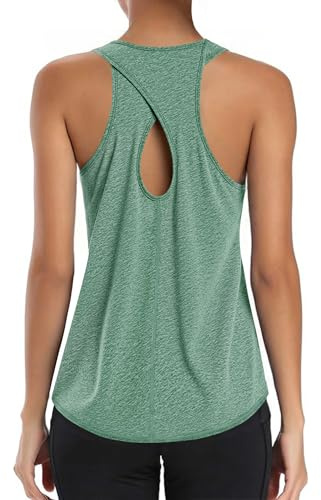 Gyabnw Camiseta Tirantes Mujer Deportiva Camiseta Sin Mangas Mujer Ligero y Transpirable Tops Yoga Fitness Correr Tirantes para Ejercicio Cuello Redondo Tops Deportes Espalda Abierta