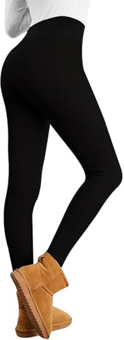 POWER FLOWER Leggings Termici da Donna con Interno in Pile Extra Spesso – Vita Alta, vestibilità Slim, Collant Caldi per l’Inverno (LY166-Black-AA, 2XL-3XL)