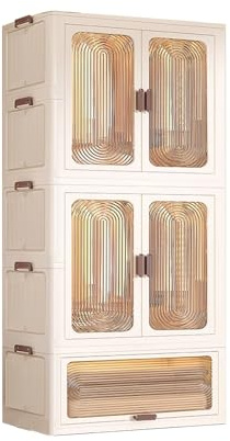 Armadio Piccolo Camera da Letto Salvaspazio Grande Capacità Cabina Armadio Componibile Chiusa con Porta Magnetica per Dormitori e Appartamenti(Clear,70 * 41 * 186cm)