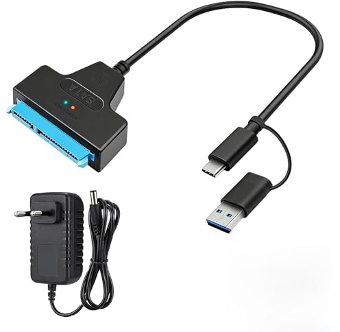 Maoggha Adaptateur USB 3.0 vers SATA III, Câble de Connexion pour Disques Durs SSD/HDD 2,5/3,5 Internes et Externes avec Alimentation 12V, Compatible pour Windows, Mac, Linux