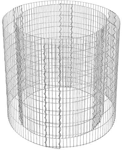 SONGMICS Gabion Rond pour Pierres, Panier à Pierres métallique, Maille Fine 2,5 x 10 cm, Acier galvanisé antirouille, 90 x 80 cm (ø x H), pour Pierres de 10 cm, décoration Jardin, Argent GGB879