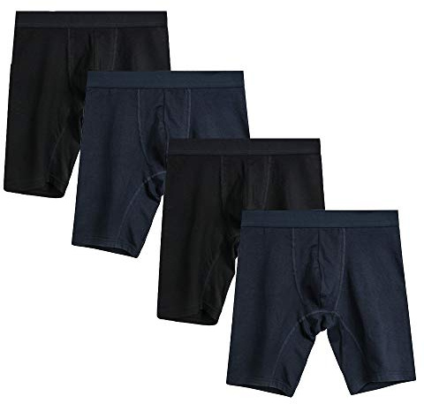 Nuofengkudu herr, 4-pack, sömlösa boxershorts, långa kalsonger, retroshorts, sport, vardag, 4-pack – 2 blå/2 svart, 4XL plus size