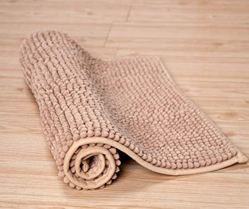 Nicht-Slip Super Absorbierendes Wasser Raupe Badematte,Maschinenwaschbare Weich Dicht Duschmatten,Für Badezimmer Wohnzimmer Light Curry 50x80cm(20x31inch)