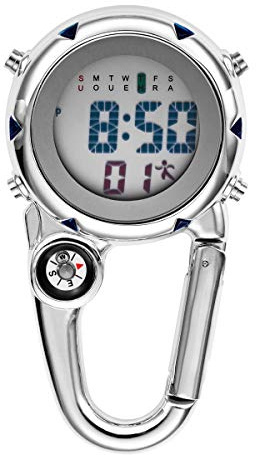 JewelryWe digital klocka för män och kvinnor mini mikrolight klocka ryggsäck spänne bälte klocka för bergsklättring läkare sjuksköterskor kockar