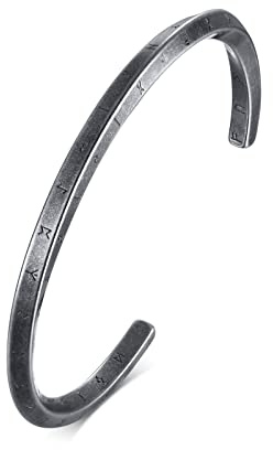 VNOX Viking Cuff Bangle Bracelet for Men - Viking Thunder Hammer Cuff Bracelets for Men Boys,Norse Mythology Warrior Symbol Bangle Amulet Talisman Jewellry Grey
