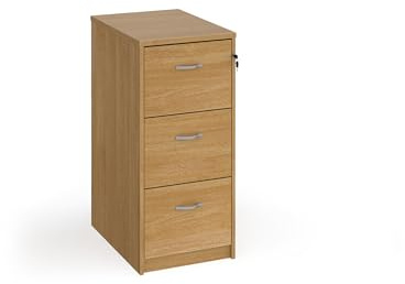Mr Office Deluxe executive 3 drawer filing cabinet with silver handles 1045mm high, Oak