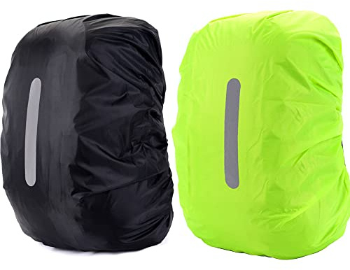 YAVO-EU Funda Impermeable para Mochila con Banda Reflectante 2 PCS Reflectante Protector de Lluvia, Funda Lluvia para Mochilas para Senderismo, Camping, Turismo, Ciclismo