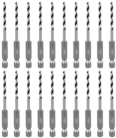 SALI 20-teilig Holzspiralbohrer Bohrer mit 1/4 Sechskant-Schaft Holzbohrer-Set Ø 3 mm für Bohrungen in Weichholz, Hartholz Professional Zubehör Bohrschrauber Standbohrmaschine