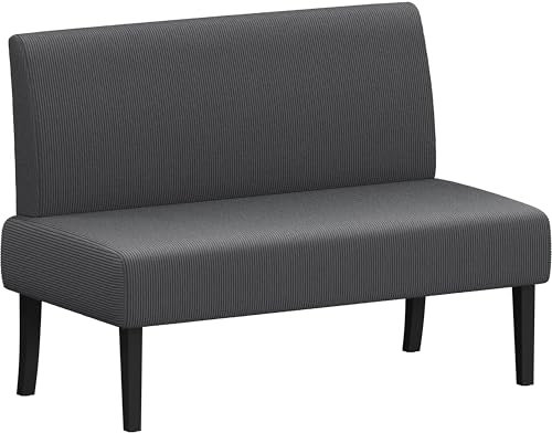 Yaheetech Canapé 2 Places en Velours Banquette avec Dossier Ergonomique Canapé Moderne pour Salon/Chambre/Bureau/Appartement Gris