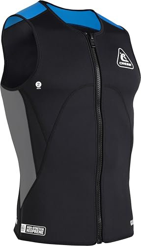 CRESSI Men's Guardian Neoprene Zipper Vest 2mm Doppelt Gefütterte Neoprenweste mit Reißverschluss, Schwarz/Blau, XL/5
