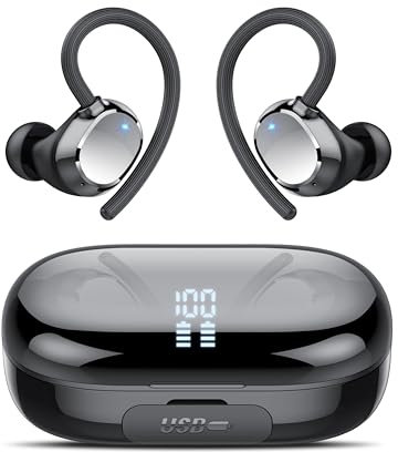 Bluetooth Kopfhörer Sport, 2025 in Ear Kopfhörer Kabellos Bluetooth 5.3 mit HD Mic, Herausragender Sound, 128 Std Spielzeit, Comfort Fit, Dual LED-Anzeige, IP7 Wasserdicht Ohrhörer mit Ohrhaken