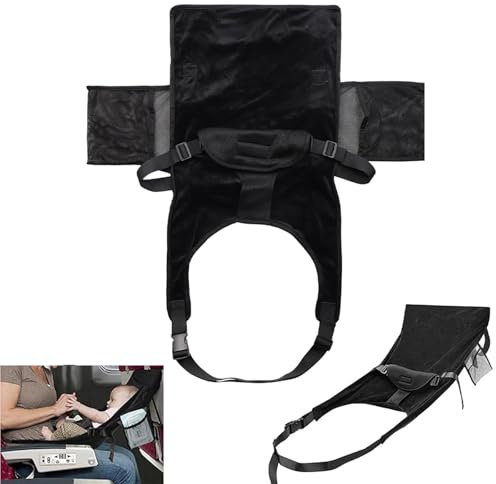 DSXVJHD Travel Airplane Bed for Toddler, Portable Airplane Seat Extender Pedals Bed, Footrest Hammock, Kids Travel Leg Rest Essentials (Black-2)