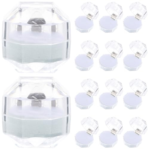 SECFOU 20 Cajas De Anillo Transparentes De Acrílico 1.49X1.49X1.41In Estuche Organizador Compacto Para Joyas Caja De Anillo De Compromiso Ideal Para Boda Fiesta Y Almacenamiento Seguro