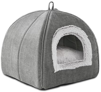 Cat Bed for Indoor Cats - Cat Cave Bed Cat House with Removable Washable Cushioned Pillow, Soft Kitten beds (Grey,38.1x38.1x38.1cm)