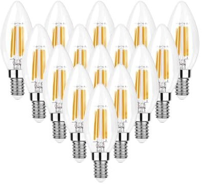 JrEam Ampoules du candélabre LED de C35 4W E12 E14 40 Watts équivalent Dimmable 2700K(E12 220V,15PCS_Warm White 2700K_Yes_4W)
