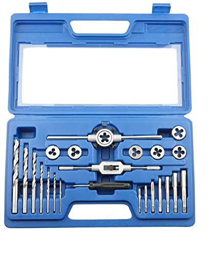 GSR Gewindeschneidsatz 24 teilig Metrisches Gewinde M3 bis M12 in HSS-G, Geschliffen, Gewindeschneider, Schneideisen, Haltewerkzeuge, Schraubendreher, Gewindebohrer Set, Gewindeschneider Set