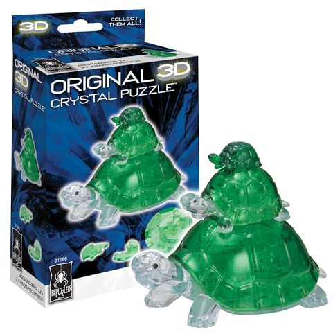 BePuzzled | Turtles Original 3D Crystal Puzzle, Ages 12 and Up, Green