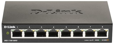 D-Link 8-Port Gigabit Smart Managed Switch | 8 GbE Ports | L2 | VLANs | Kabeldiagnose | Web Managed | Desktop | lüfterlos | NDAA konform (DGS-1100-08V2)