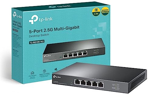 TP-Link TL-SG105-M2 Unmanaged 5-Port 2.5G Multi-Gigabit Network Switch, Desktop & Wall-Mounting, 2.5GE LAN Ports for WiFi 6 Networking, 802.1p/DSCP QoS, Auto MDI/MDIX Ethernet Splitter, Fanless Design