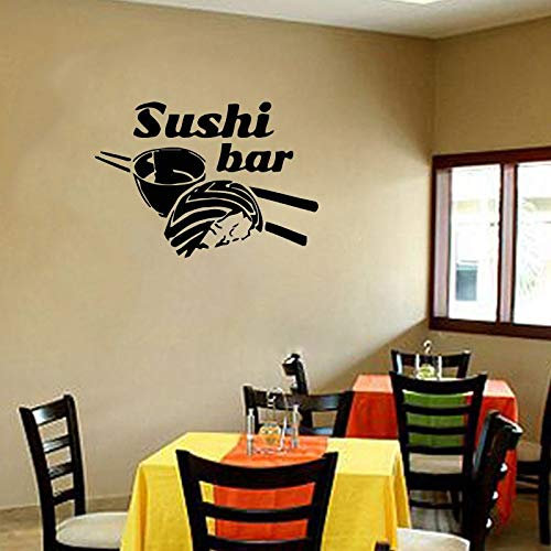 NSRJDSYT Restaurant Wandtattoo Sushi Essen Wandaufkleber Essstäbchen Reis Wandfenster Poster Sushi Bar Dekoration Vinyl Wandkunst 57x40cm