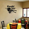 NSRJDSYT Restaurant Wandtattoo Sushi Essen Wandaufkleber Essstäbchen Reis Wandfenster Poster Sushi Bar Dekoration Vinyl Wandkunst 57x40cm