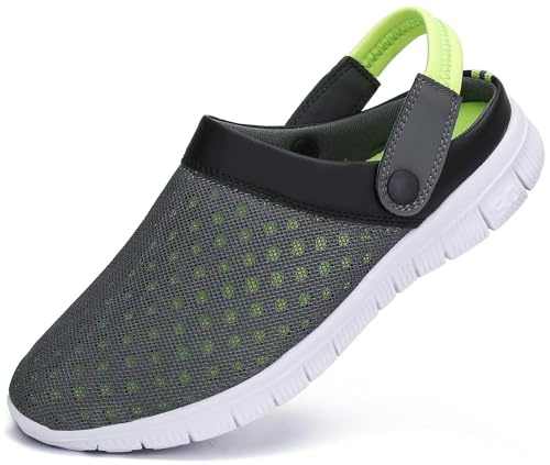 SAGUARO Zuecos para Hombre Mujer Zapatillas de Playa Respirable Ligeras Sandalias Antideslizante para Jardín Río Mar Piscina, Verde, 39 EU