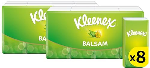 Kleenex Balsam in Handy Pocket Pack Tissues - Balm Tissues Protect and Sooth Your Nose When You've got a Cold - Balmcare with Aloe Vera, Vitamin E and Calendula 16 Packs