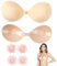 Push Up Bra Strapless Stick on Bra for Women, Backless Invisible Adhesive Brassiere with 4 Nipple Covers, Sticky Silicone Invisible Underwear for Party, Bar, Wedding, Deep V, All Backless Clothes(B)