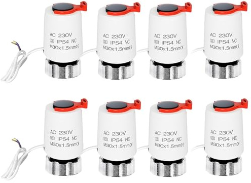 Stellantrieb Fussbodenheizung 230v M30x1,5 NC (stromlos geschlossen), Stellmotor VA80 für Fußbodenheizung, Fußbodenheizung Ventil für nahezu jeden Heizkreisverteiler (8)