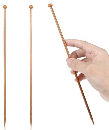 Set di 2 ferri da maglia in bambù, lunghezza 25 cm, set di ferri da maglia in legno, per principianti, adatti per lavori a maglia di sciarpe, cappelli, coperte (4,5 mm)
