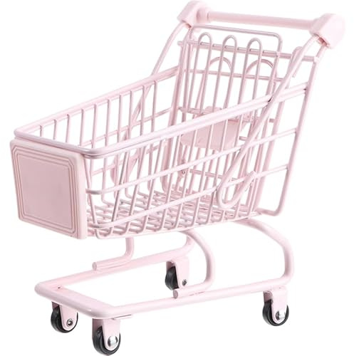 Toyvian Small Shopping Cart Toy for Boy Girl Miniature Grocery Trolley Model for Role Play and Desk Organization Boys and Girls Versatile Storage Small Items