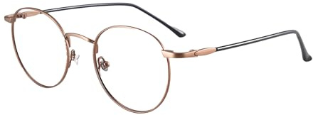 Firmoo Blue Light Blocking Glasses for Computer Use, Bronze Classic Round Eyeglasses Frames for Women/Men