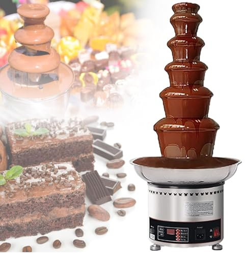 Stor chokladfontänmaskin 4/5/6/7 nivåer, kommersiell fondue av rostfritt stål Chokladfontän elektrisk chokladfontän Chokladfonduemaskin för hushållsfödelsedag jul,6Tiers