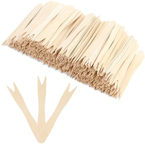Lot de 1000 fourchettes à frites en bois - 85 mm - Jetables - Pour fête, anniversaire, camping et pique-nique