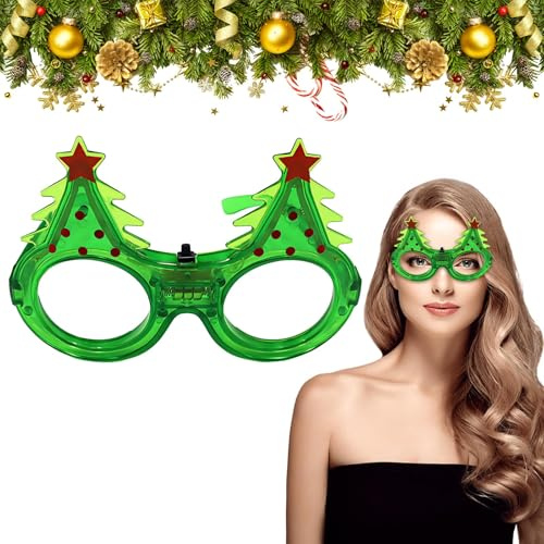 LAIBUY Occhiali luminosi a LED per feste di Natale, cornici per occhiali lampeggianti, decorazione natalizia per feste per bambini e adulti