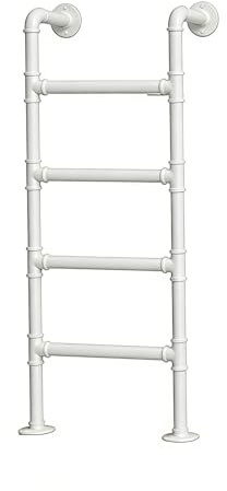 ZENSTYW 4-stegsstege väggmonterad till golv, universell klättringsstege, utgångstrappa för källarfönster, 330 pund belastning, vit (125 cm/49,2 tum)