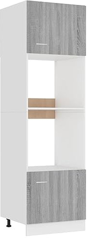 Tmriohed Lione - Armadio per microonde Sonoma 60 x 57 x 207 cm, in robusto legno con 4 scomparti, flessibile, montaggio a sinistra/destra, design moderno per cucina, sala da pranzo, ufficio