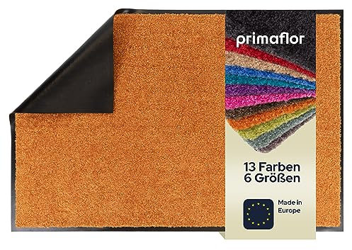 Primaflor Schmutzfangmatte CLEAN – Orange, 90x150 cm | Saugstarke, Schwer entflammbare Fußmatte | Rutschfester Türvorleger für Innen | Türmatte für Eingangsbereich | Sauberlaufmatte mit Gummirand