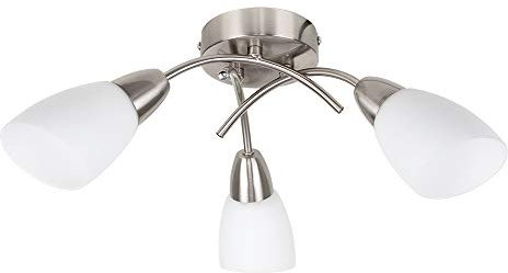 MiniSun | Modern 3 Way Brushed Chrome Ceiling Light Fitting with Frosted Glass Shades | Pendant Lights, Home Décor & Improvement Essential | Includes 4W LED Bulbs [3000K Warm White]